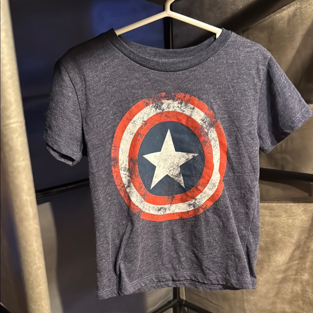 Marvel Captain America Blue and Red Short Sleeve Tee